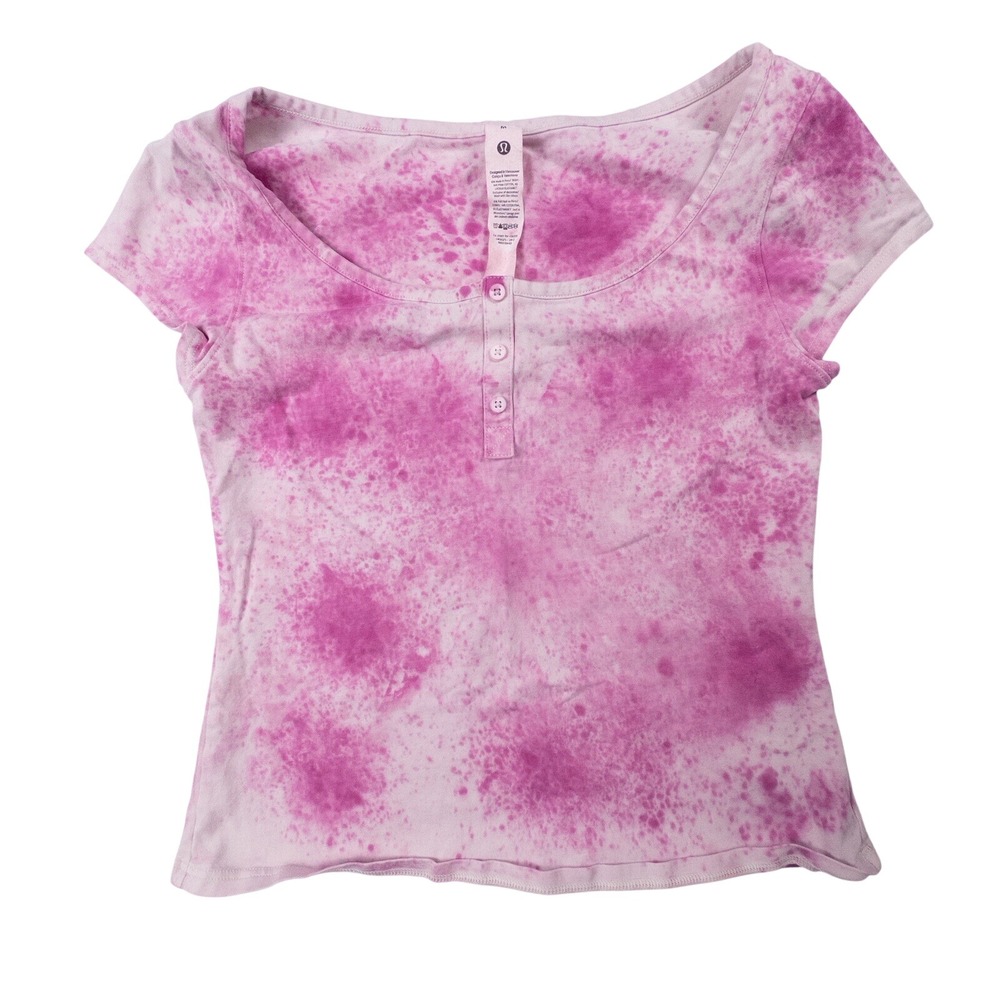 Lululemon Shirt Womens Size Medium Custom Pink Tie‎ Dye Short Sleeve Run Gym